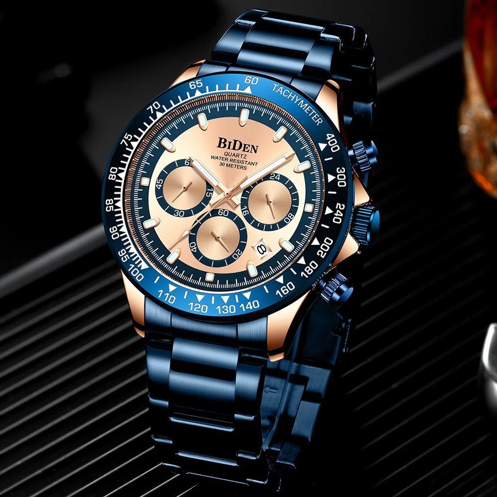 Blue Full Stainless Steel Men Watches Auto Date Top Brand Waterproof Dive Chronograph Quartz Watch Classic Multifunction Clocks
Blue Full Stainless Steel Men Watches Auto Date Top Brand Waterproof Dive Chronograph Quartz Watch Classic Multifunction Clocks