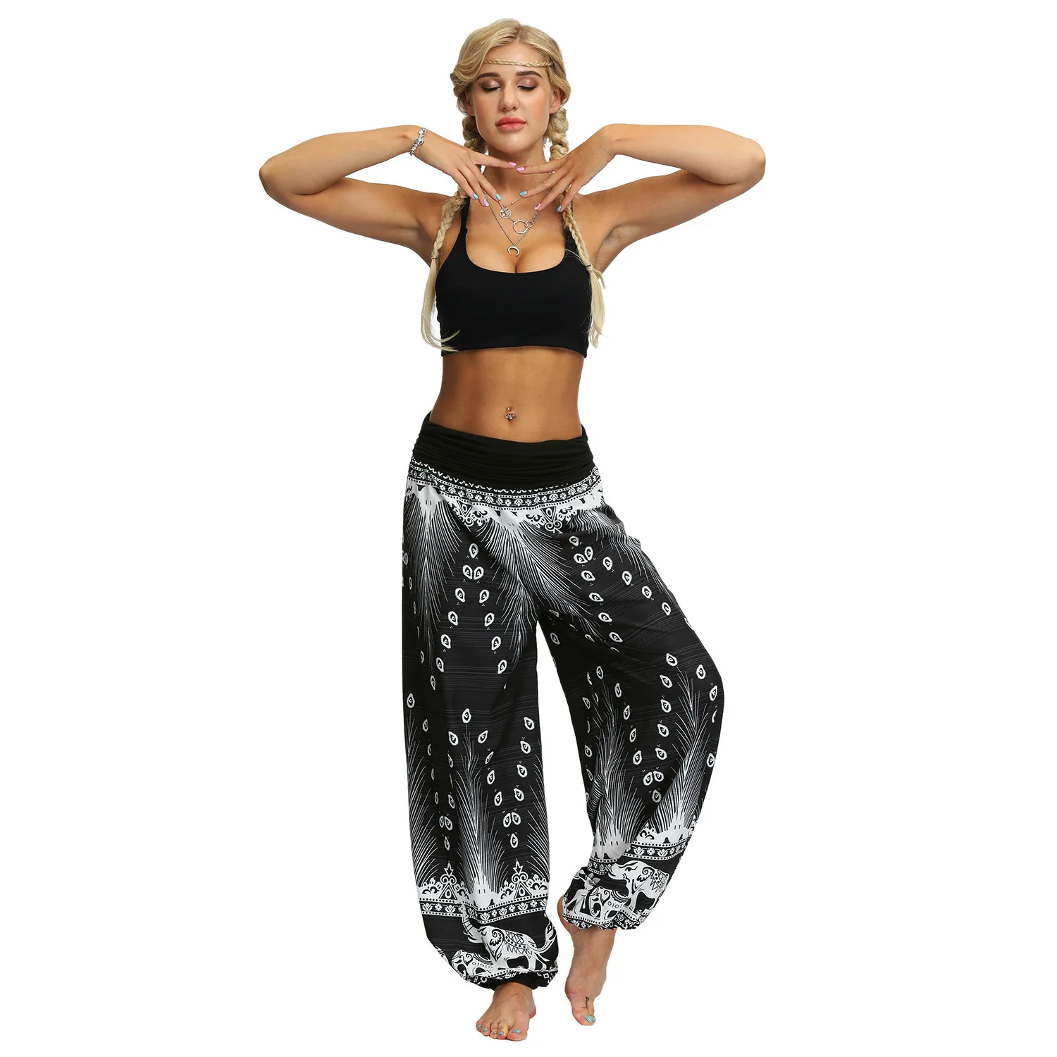 Dance pants digital printing casual bloomers loose plus size fitness yoga pants women's pants plus size high waist pants women 
Dance pants digital printing casual bloomers loose plus size fitness yoga pants women's pants plus size high waist pants women