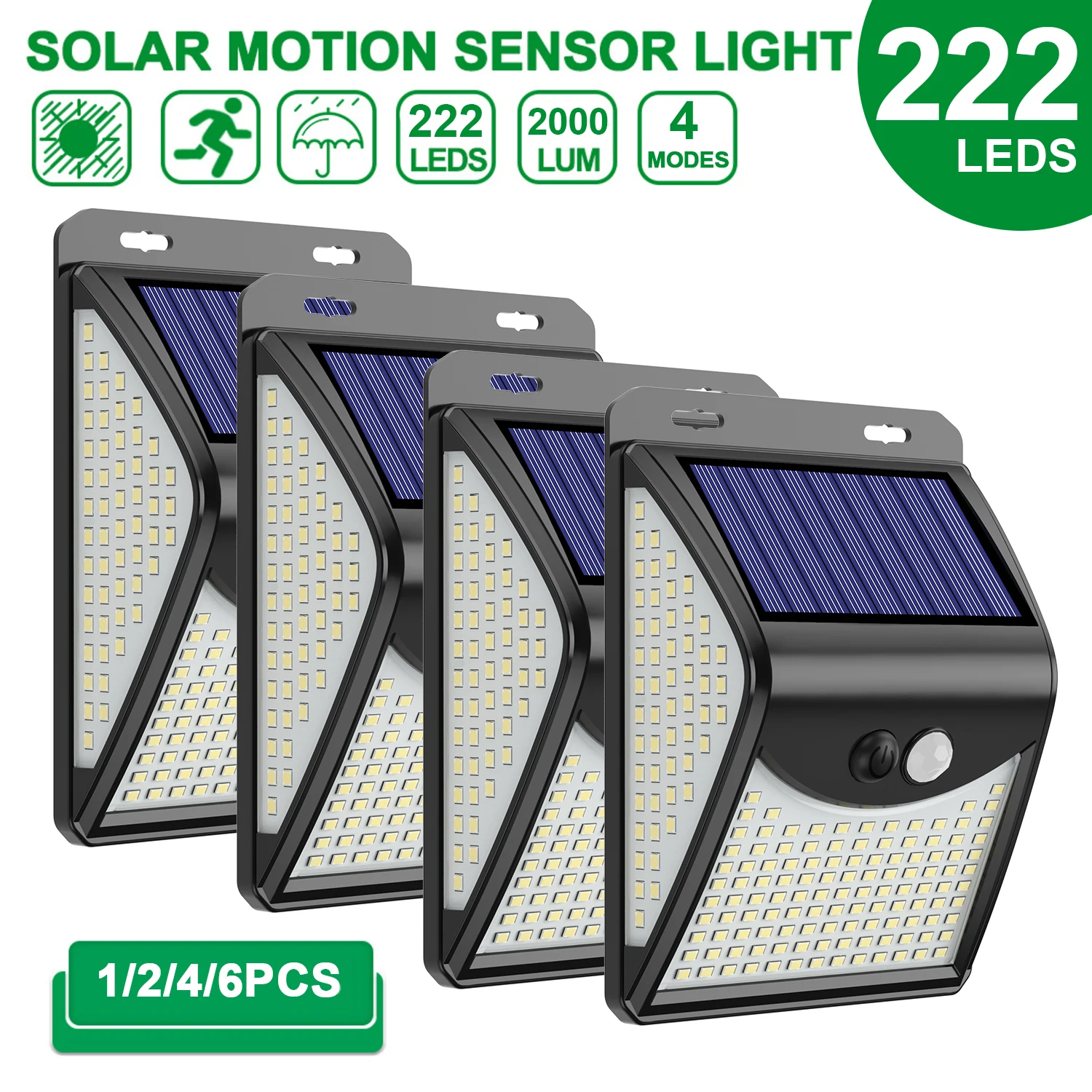 222 LED Solar Light Outdoor 4 Modes Motion Sensor PIR Wall Light Waterproof Solar Lamp Solar Powered Sunlight Garden Decoration
222 LED Solar Light Outdoor 4 Modes Motion Sensor PIR Wall Light Waterproof Solar Lamp Solar Powered Sunlight Garden Decoration
