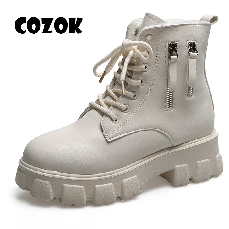 PU Leather Botas Mujer Thick Sole Lace Up Shoes Woman Chunky Platform Ankle Boots for Women Autumn Winter Warm Plush Shoes
PU Leather Botas Mujer Thick Sole Lace Up Shoes Woman Chunky Platform Ankle Boots for Women Autumn Winter Warm Plush Shoes