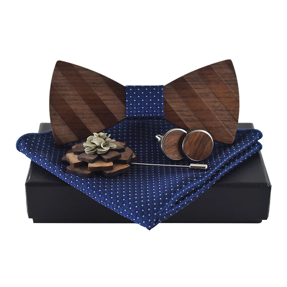 Adjustable Hanky Handkerchief Classic Square Wedding Box Elegant Bowtie Carved Fashion Pocekt Gift Party Tie Cufflink Sets | Аксессуары