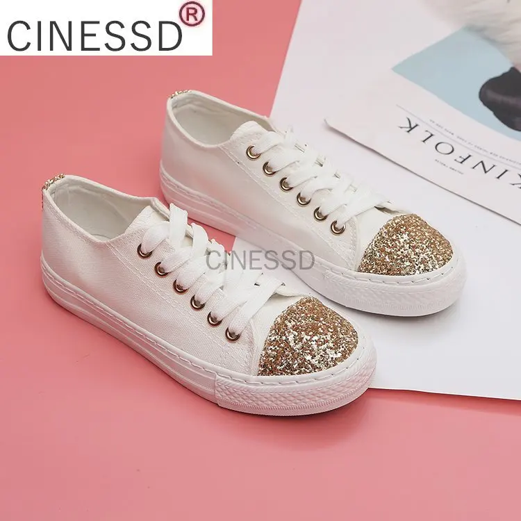 Gold Glitter Decoration Canvas Shoes Woman Lace Up Black/white Flats Ladies Creepers Shoes Espadrilles Women Platform Flats
Gold Glitter Decoration Canvas Shoes Woman Lace Up Black/white Flats Ladies Creepers Shoes Espadrilles Women Platform Flats