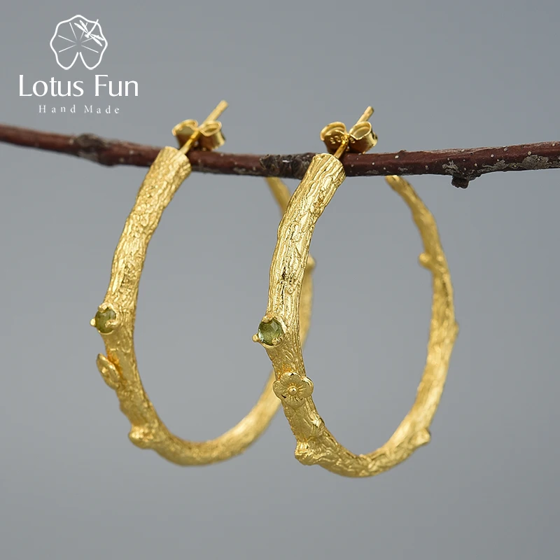 Женские серьги-кольца Lotus Fun изящные Винтажные серьги ручного изготовления из