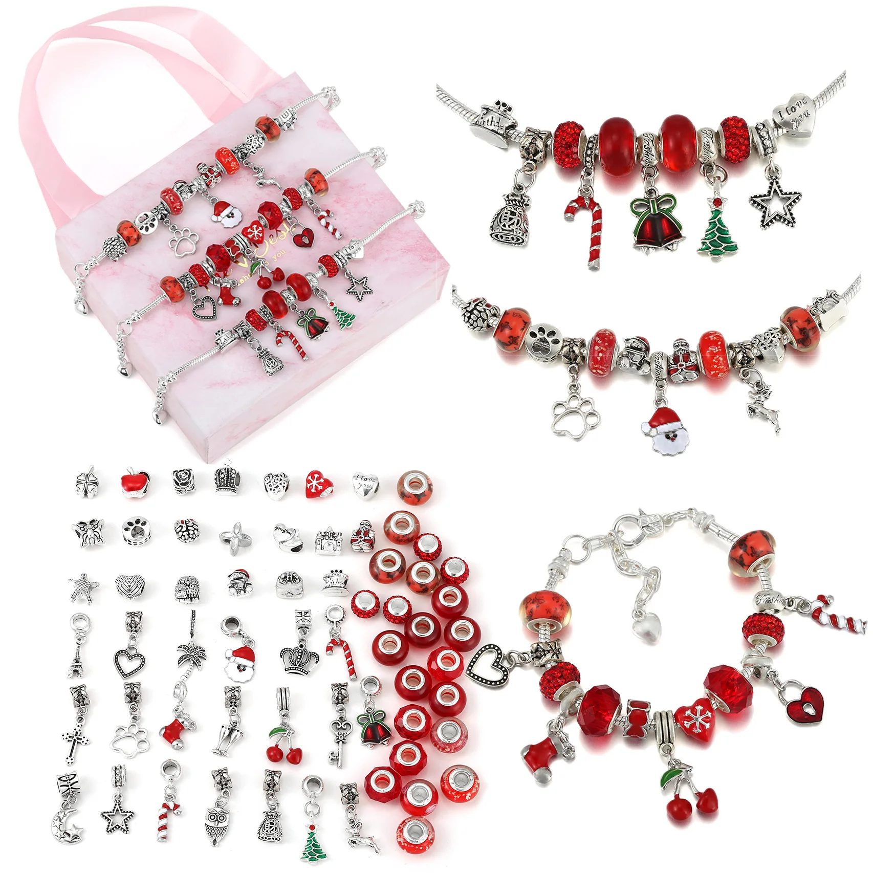 DIY Pendant Beads Charm Bracelet Cartoon Christmas Hand Chain Set with Gift Package for Women Girls Female Jewelry Accessories
DIY Pendant Beads Charm Bracelet Cartoon Christmas Hand Chain Set with Gift Package for Women Girls Female Jewelry Accessories