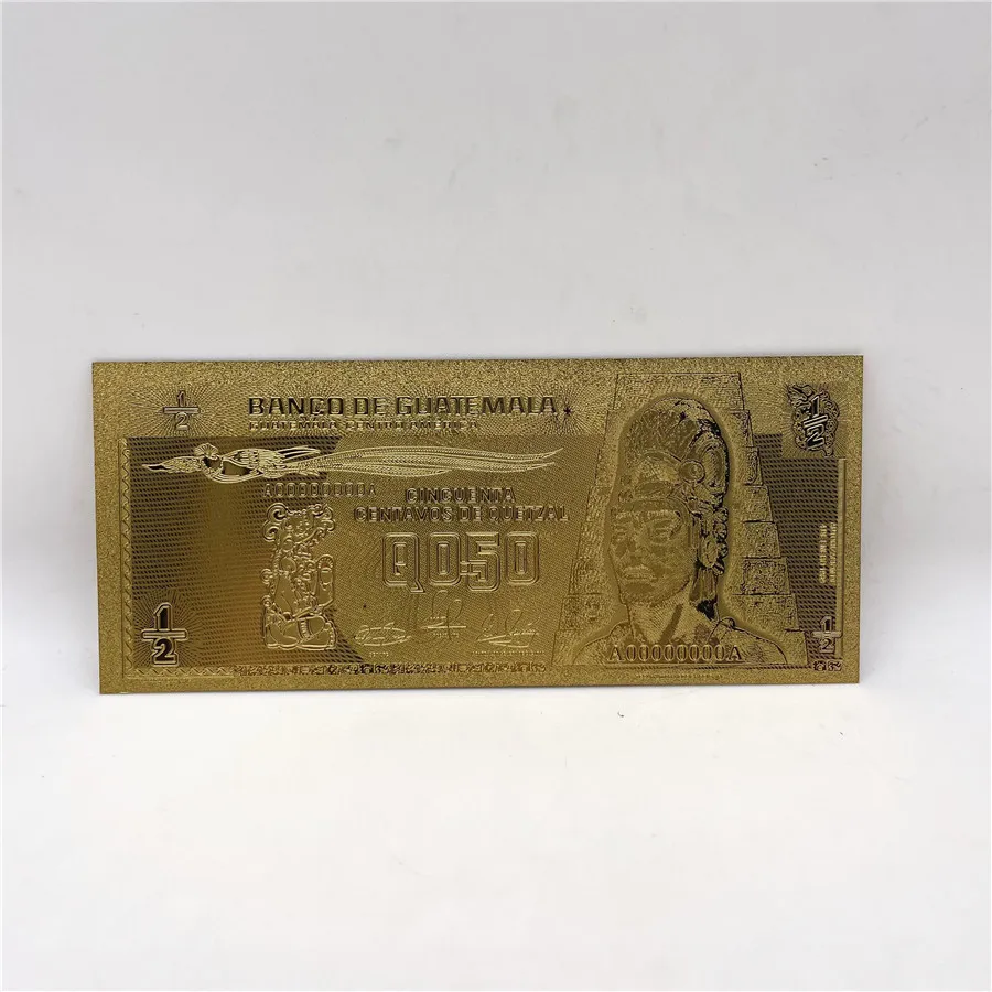 New Quatemala Q050 gold foiled Banknote Plated Colorful 1/2 Dollar fake money gold prop money for Collection
New Quatemala Q050 gold foiled Banknote Plated Colorful 1/2 Dollar fake money gold prop money for Collection
