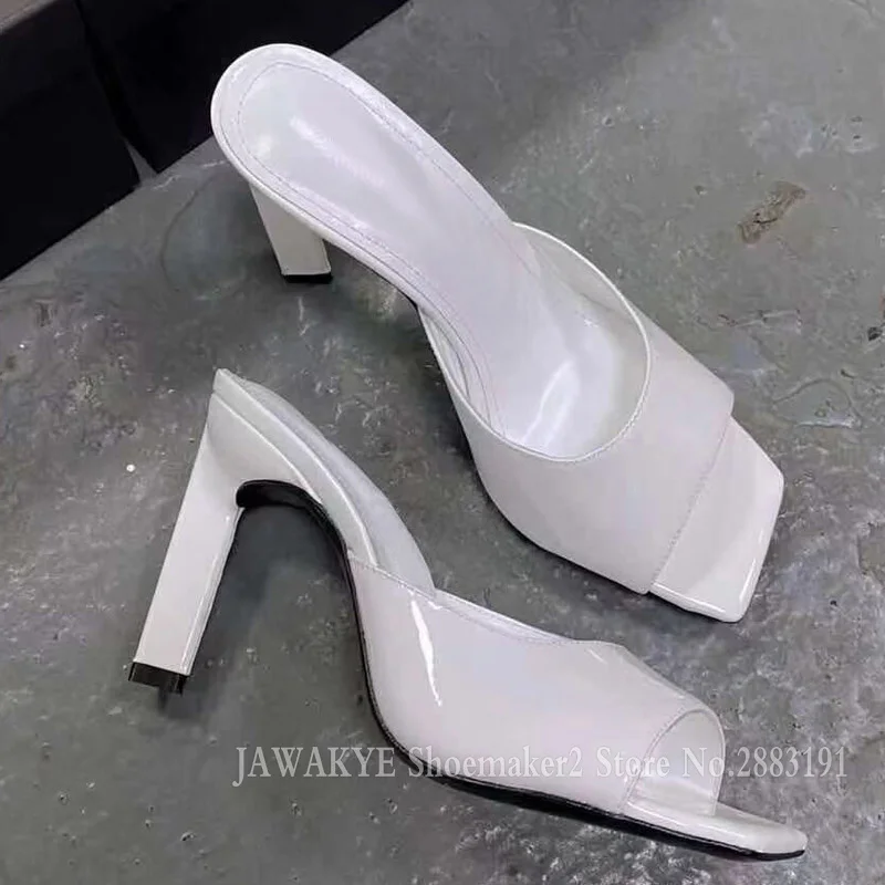 Женские атласные мюли на массивном каблуке модельные туфли ремешке квадратный