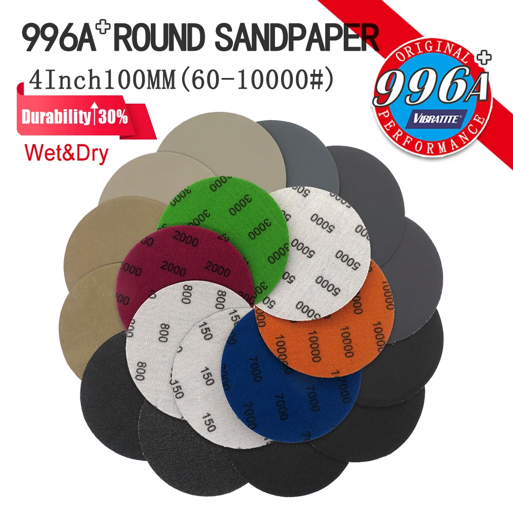 100 Pieces 4 Inch Round Sandpaper 60-10000 Grit Sanding Discs 100mm Wet&Dry Hook & Loop Silicon Carbide for Grinding Polishing
100 Pieces 4 Inch Round Sandpaper 60-10000 Grit Sanding Discs 100mm Wet&Dry Hook & Loop Silicon Carbide for Grinding Polishing