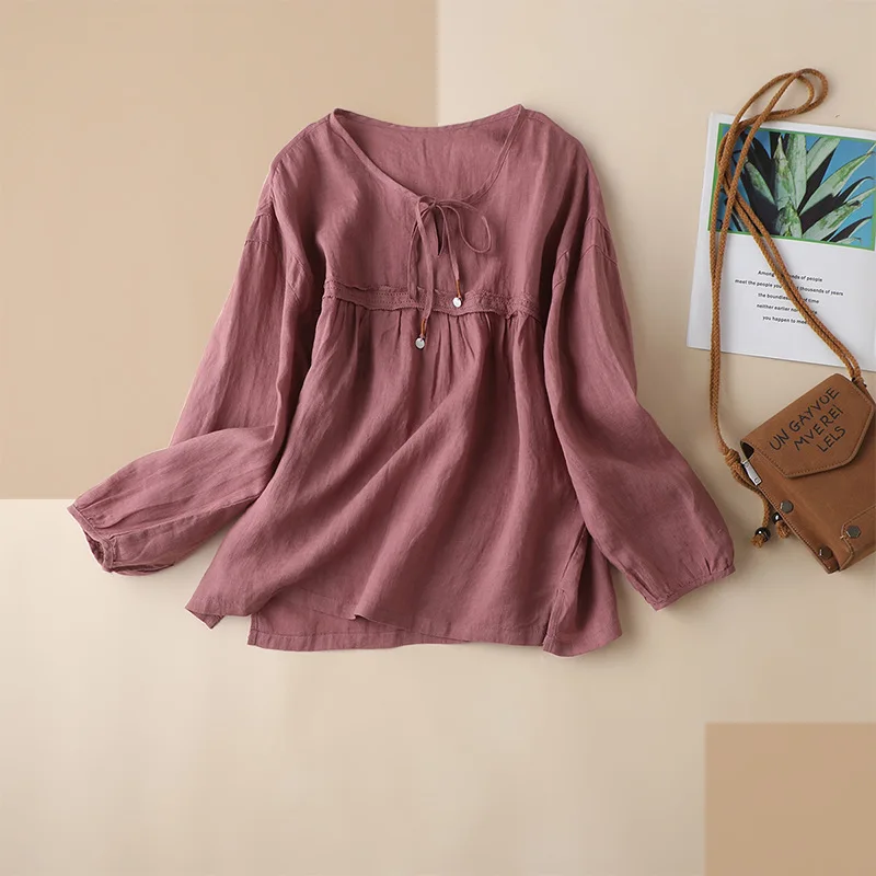 SHUCHAN Long Sleeve Shirt Women Indie Folk Linen Solid Nine Quarter SLEEVE Blusa Manga Comprida Feminina 2021 SPRING
SHUCHAN Long Sleeve Shirt Women Indie Folk Linen Solid Nine Quarter SLEEVE Blusa Manga Comprida Feminina 2021 SPRING