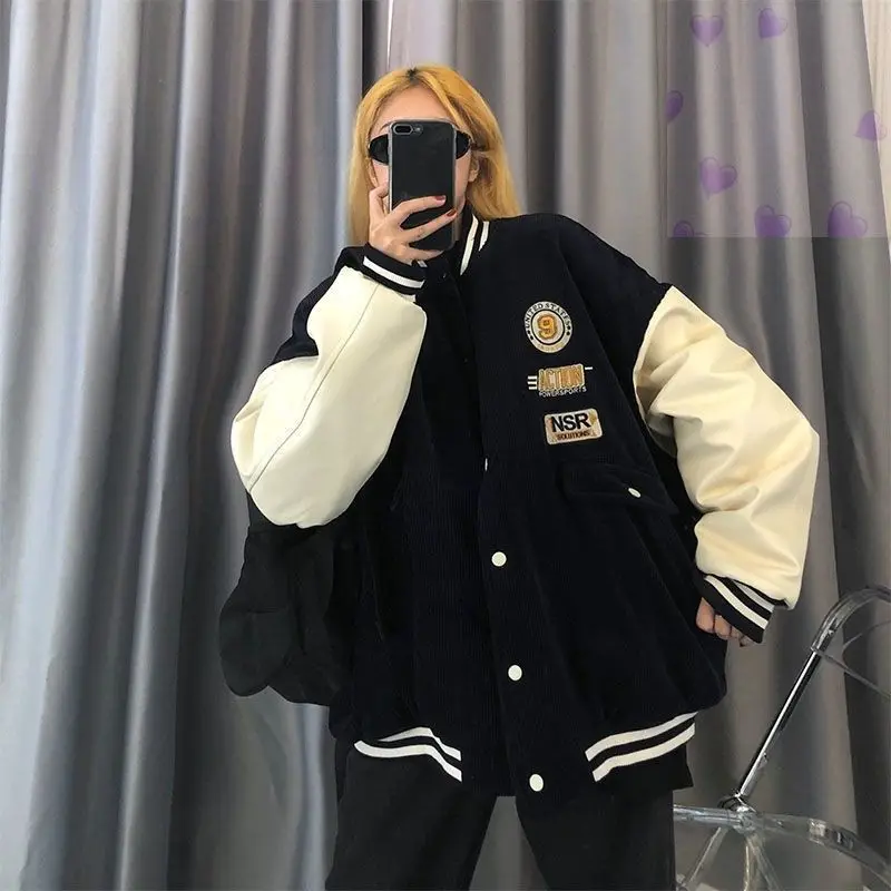 Contrasting Color Stitching Baseball Uniform Women Couple Students 2021 Spring Autumn New Retro Jacket Corduroy Coat Tide
Contrasting Color Stitching Baseball Uniform Women Couple Students 2021 Spring Autumn New Retro Jacket Corduroy Coat Tide