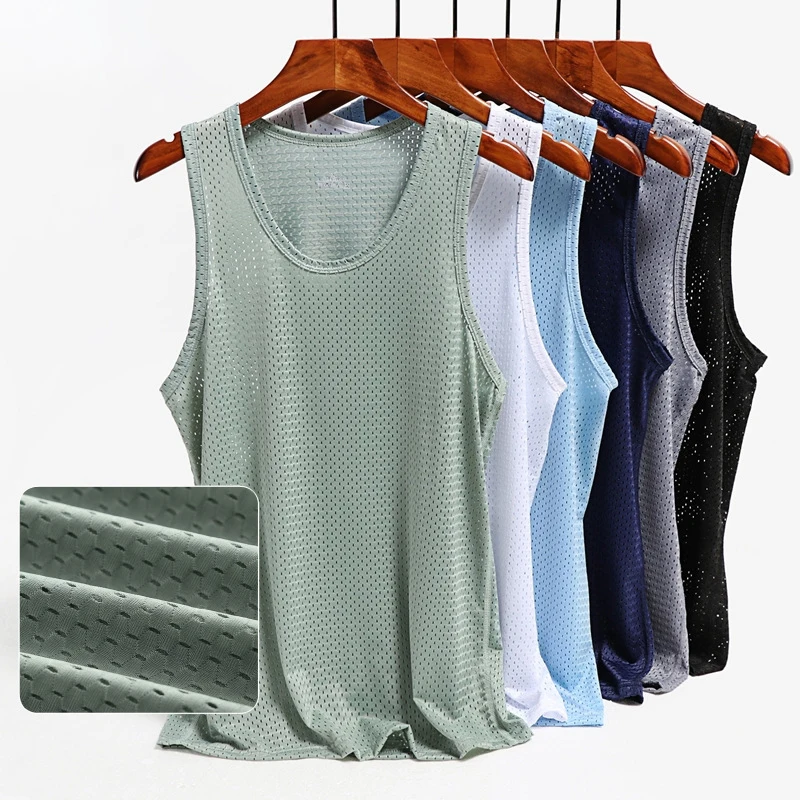 Men Ice Silk Tank Tops Underwear Mens Undershirt Mesh Holes Shirts Male Bodyshaper Fitness Wrestling Breathable Elastic Singlets
Men Ice Silk Tank Tops Underwear Mens Undershirt Mesh Holes Shirts Male Bodyshaper Fitness Wrestling Breathable Elastic Singlets