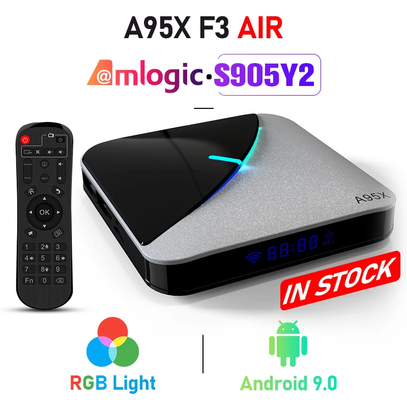A95X F3 AIR TV Box S905X3 4GB RAM 64GB ROM 5G WIFI BT 4.0 Android 9.0 Set Top Box with 6 RGB Light Media Player Netflix
A95X F3 AIR TV Box S905X3 4GB RAM 64GB ROM 5G WIFI BT 4.0 Android 9.0 Set Top Box with 6 RGB Light Media Player Netflix