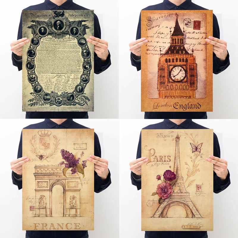 Vintage paris tower big ben arc de triomphe declaration of independence wall stick retro poster decor painting 35*51cm
Vintage paris tower big ben arc de triomphe declaration of independence wall stick retro poster decor painting 35*51cm