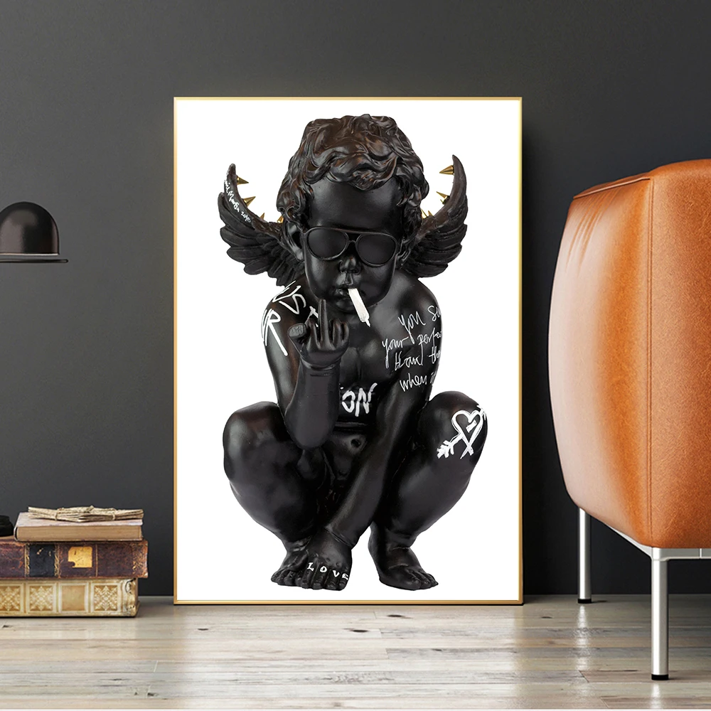 Black Angel Statues Poster Sculpture Canvas Painting Love Candle in Mouth Wall Art Pictures for Living Room Bedroom Home Decor
Black Angel Statues Poster Sculpture Canvas Painting Love Candle in Mouth Wall Art Pictures for Living Room Bedroom Home Decor