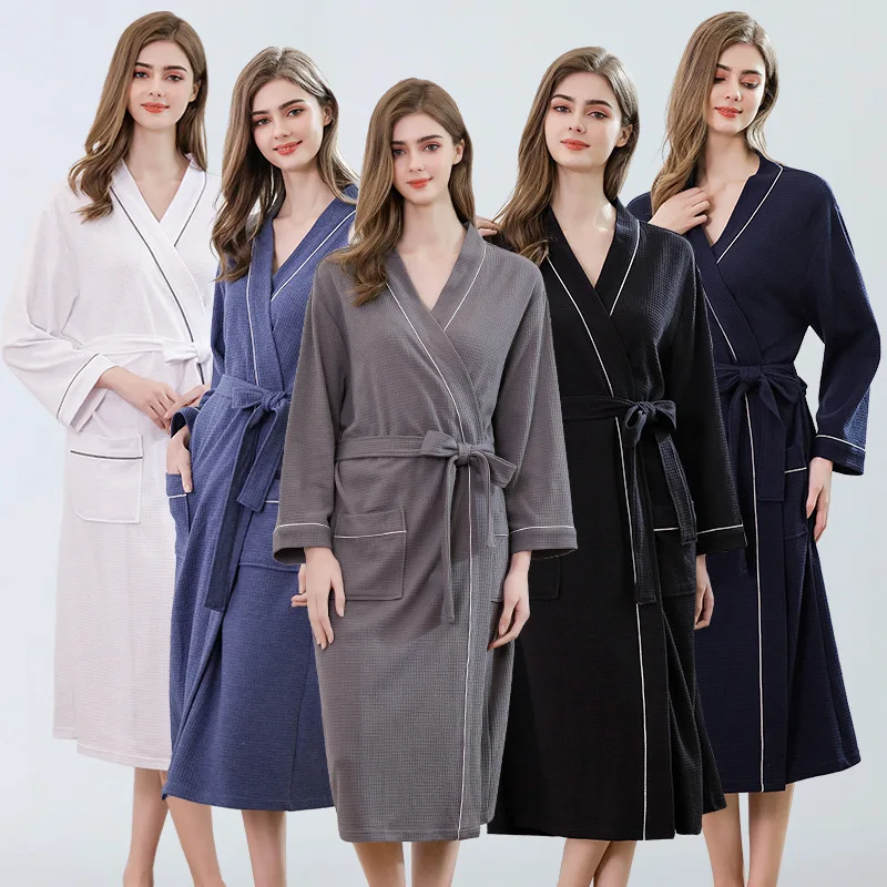 Spring And Summer Couple Waffle Bathrobe Cotton Pajamas Plus Fertilizer European And American Absorbent Nightgown
Spring And Summer Couple Waffle Bathrobe Cotton Pajamas Plus Fertilizer European And American Absorbent Nightgown