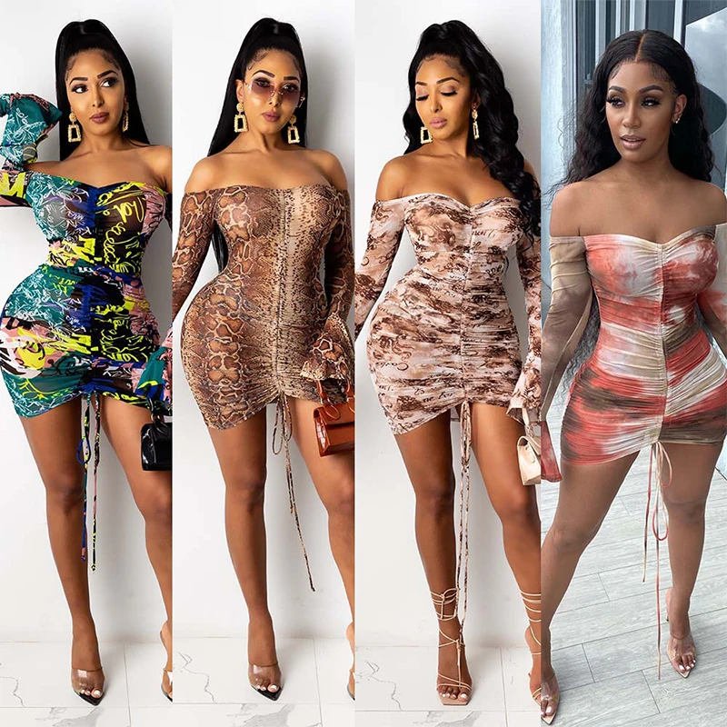 Sexy Leopard Print Bodycon Dress Women Off Shoulder Long Sleeve Fall Clothing Fashion Streetwear Tie Dye Mini Dresses 2021 Newes
Sexy Leopard Print Bodycon Dress Women Off Shoulder Long Sleeve Fall Clothing Fashion Streetwear Tie Dye Mini Dresses 2021 Newes