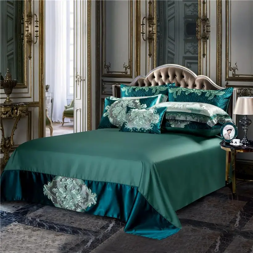 Luxury Royal Bedding set Queen King Bed set Satin Egyptian Cotton Green Duvet cover Bed sheet spread linge de lit funda cama
Luxury Royal Bedding set Queen King Bed set Satin Egyptian Cotton Green Duvet cover Bed sheet spread linge de lit funda cama