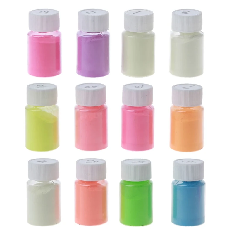 

12Color 40g Luminous Resin Pigment Kit Glow In the Dark Powder Pigment Kit Craft LX9E
