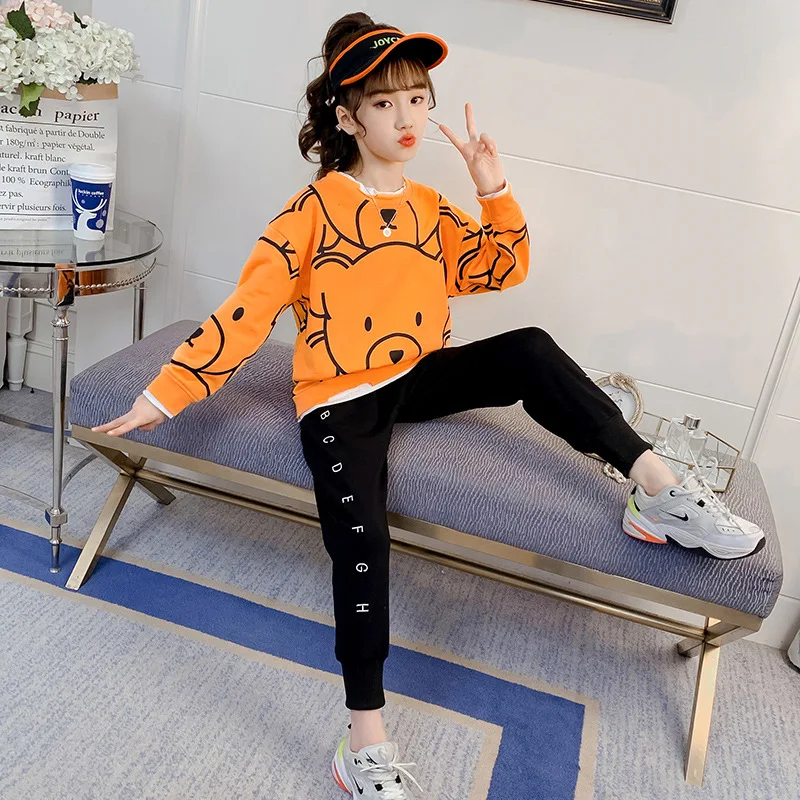 Girls Suit Sweatshirts +Pants 2Pcs/Sets 2021 Elegant Spring Autumn Teenagers Outwear Kids Cotton Tracksuit Sport Suits Children
Girls Suit Sweatshirts +Pants 2Pcs/Sets 2021 Elegant Spring Autumn Teenagers Outwear Kids Cotton Tracksuit Sport Suits Children
