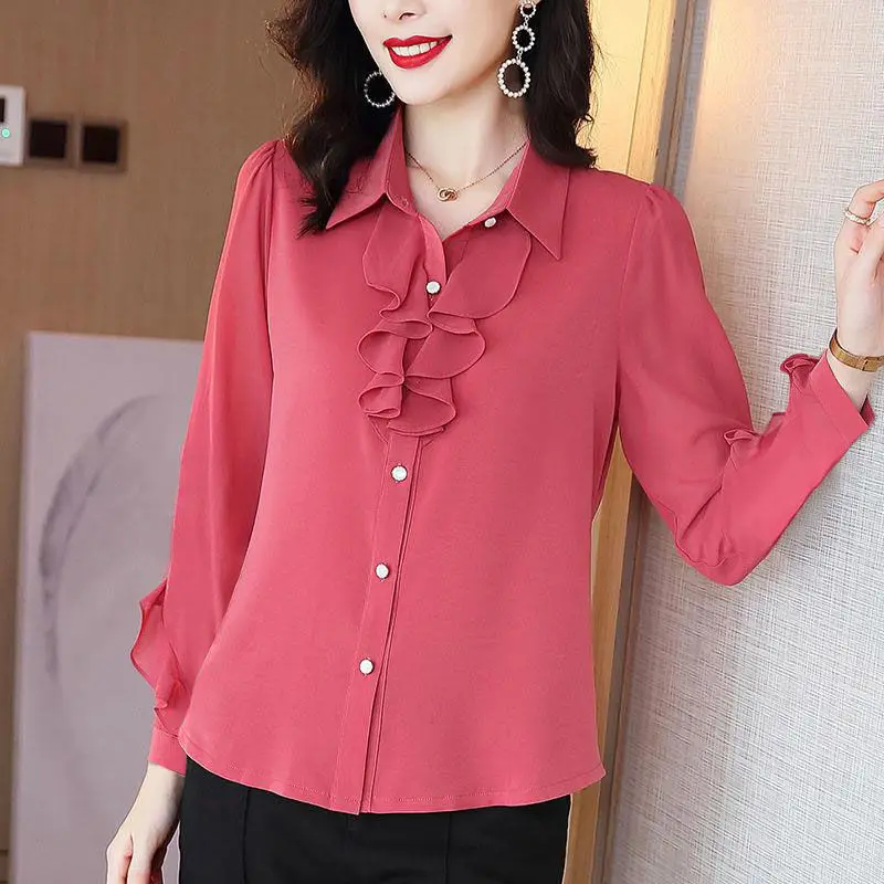 Spring Summer Style Solid Color Lotus Leaf Collar Women Blouses Shirts Loose Chiffon Fashion Blusas TopsDM0064
Spring Summer Style Solid Color Lotus Leaf Collar Women Blouses Shirts Loose Chiffon Fashion Blusas TopsDM0064
