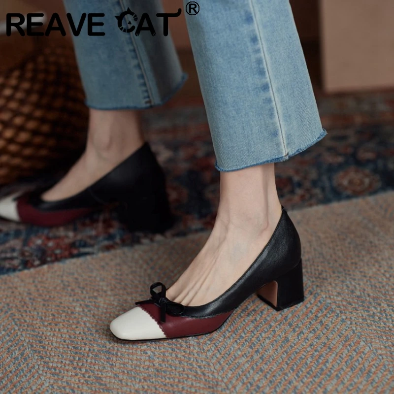 Женские туфли-лодочки составного кроя REAVE CAT, Новые лоскутные туфли из натуральной кожи с квадратным носком и бантом на каблуке 2021 см, больши...
Женские туфли-лодочки составного кроя REAVE CAT, Новые лоскутные туфли из натуральной кожи с квадратным носком и бантом на каблуке 2021 см, больши...
