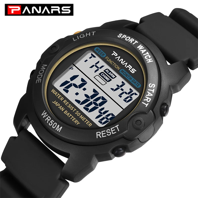 PANARS Sport Electronic Watch Men 5ATM Waterproof Wrist Watch LED Digital Watch Military Countdown Clock Alarm Reloj Hombre 
PANARS Sport Electronic Watch Men 5ATM Waterproof Wrist Watch LED Digital Watch Military Countdown Clock Alarm Reloj Hombre