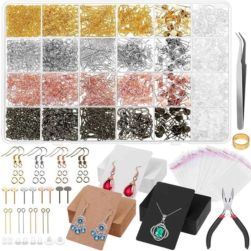 3663Pcs Earring Making Supplies Kit with Earring Hooks, Earring Holder Cards, Earring Backs and Posts, Jump Rings
3663Pcs Earring Making Supplies Kit with Earring Hooks, Earring Holder Cards, Earring Backs and Posts, Jump Rings