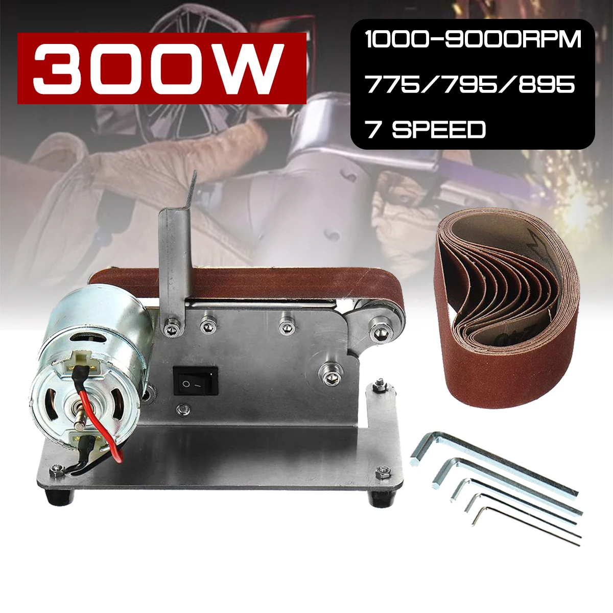 300W Sander Belt Machine Electric Belt DIY Mini Sander Polishing Grinding Woodworking Machine Cutter Edges Sharpener Belt Sander 
300W Sander Belt Machine Electric Belt DIY Mini Sander Polishing Grinding Woodworking Machine Cutter Edges Sharpener Belt Sander