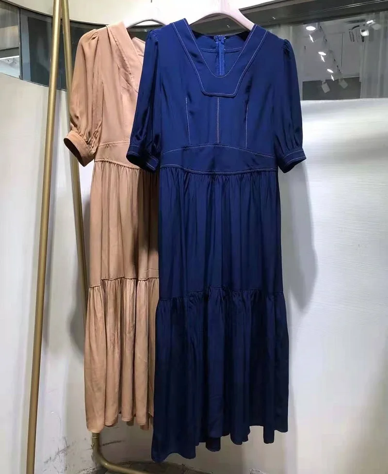 Top Quality New Women's Dress 2021 Summer Ladies V-Neck Color Block Stitching Ruffle Patchwork Mid-Calf Khaki Dark Blue Dress
Top Quality New Women's Dress 2021 Summer Ladies V-Neck Color Block Stitching Ruffle Patchwork Mid-Calf Khaki Dark Blue Dress