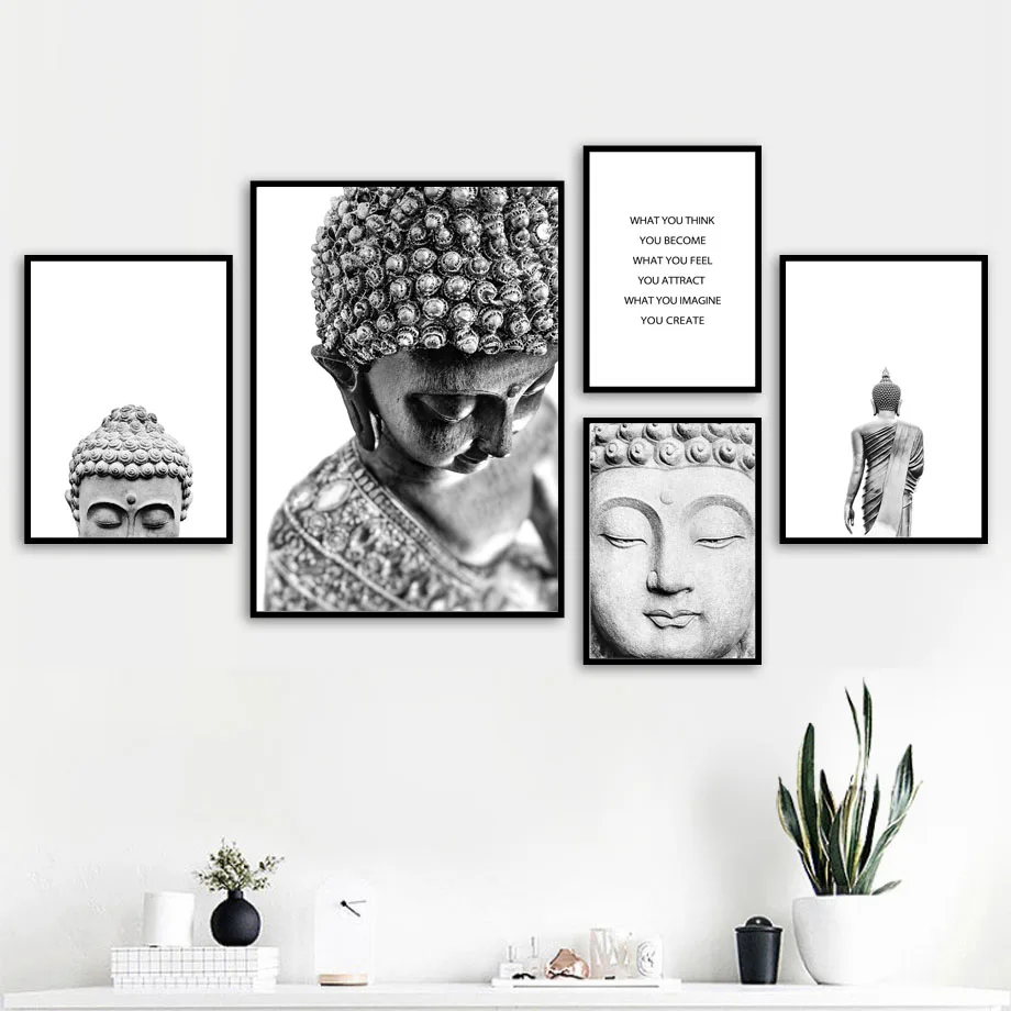 Sakyamuni Buddha Statue Qoutes Wall Art Canvas Painting Black White Nordic Posters and Prints Wall Pictures for Living Room 
Sakyamuni Buddha Statue Qoutes Wall Art Canvas Painting Black White Nordic Posters and Prints Wall Pictures for Living Room