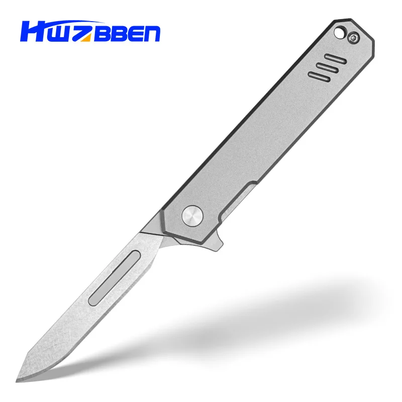 HWZBBEN Self Defense Pocket Folding Knife Titanium Alloy Outdoor Emergency Scalpel Knives With 2pcs NO.60 Replaceable Blades
HWZBBEN Self Defense Pocket Folding Knife Titanium Alloy Outdoor Emergency Scalpel Knives With 2pcs NO.60 Replaceable Blades