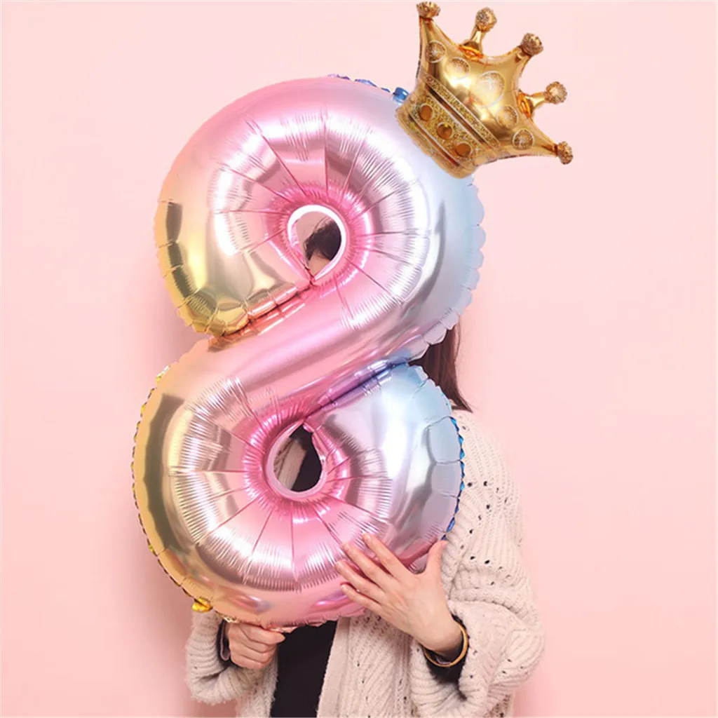 32 дюймовые воздушные шары с цифрой короны для детей на день рождения дикие
