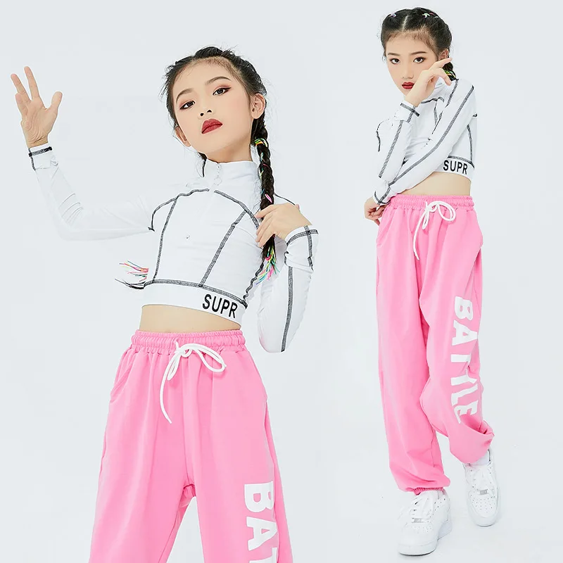 Autumn Children's Hip Hop Clothing Practice Wear High Neck Tops Girls Jazz Dance Costume Street Dancing Pink Pants Suit DNV14029 
Autumn Children's Hip Hop Clothing Practice Wear High Neck Tops Girls Jazz Dance Costume Street Dancing Pink Pants Suit DNV14029