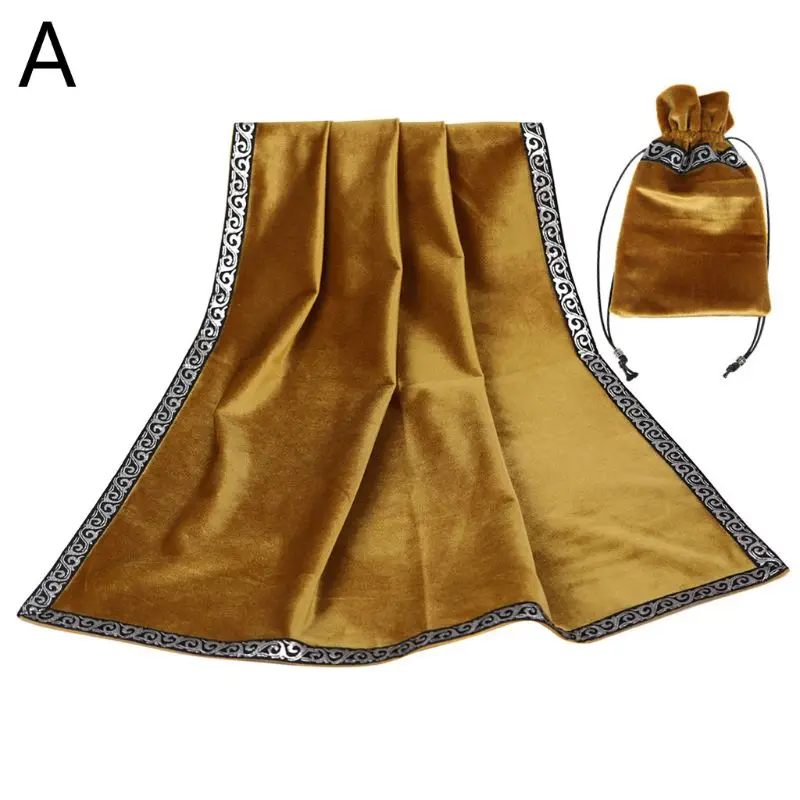Золотая скатерть Таро с сумкой для карт бархатная ткань алтаря таро гадания