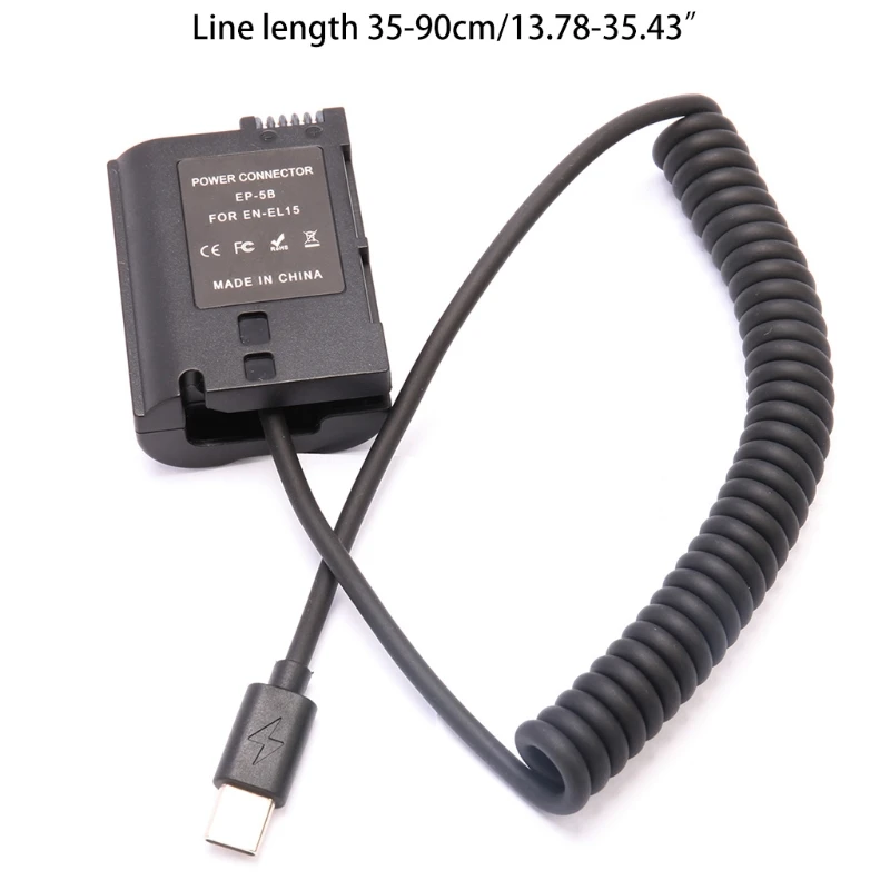 Адаптер питания 77JC USB-кабель Type-C для фотовспышки совместимый с Nikon D500 D600 D610 D750 D800 Z5