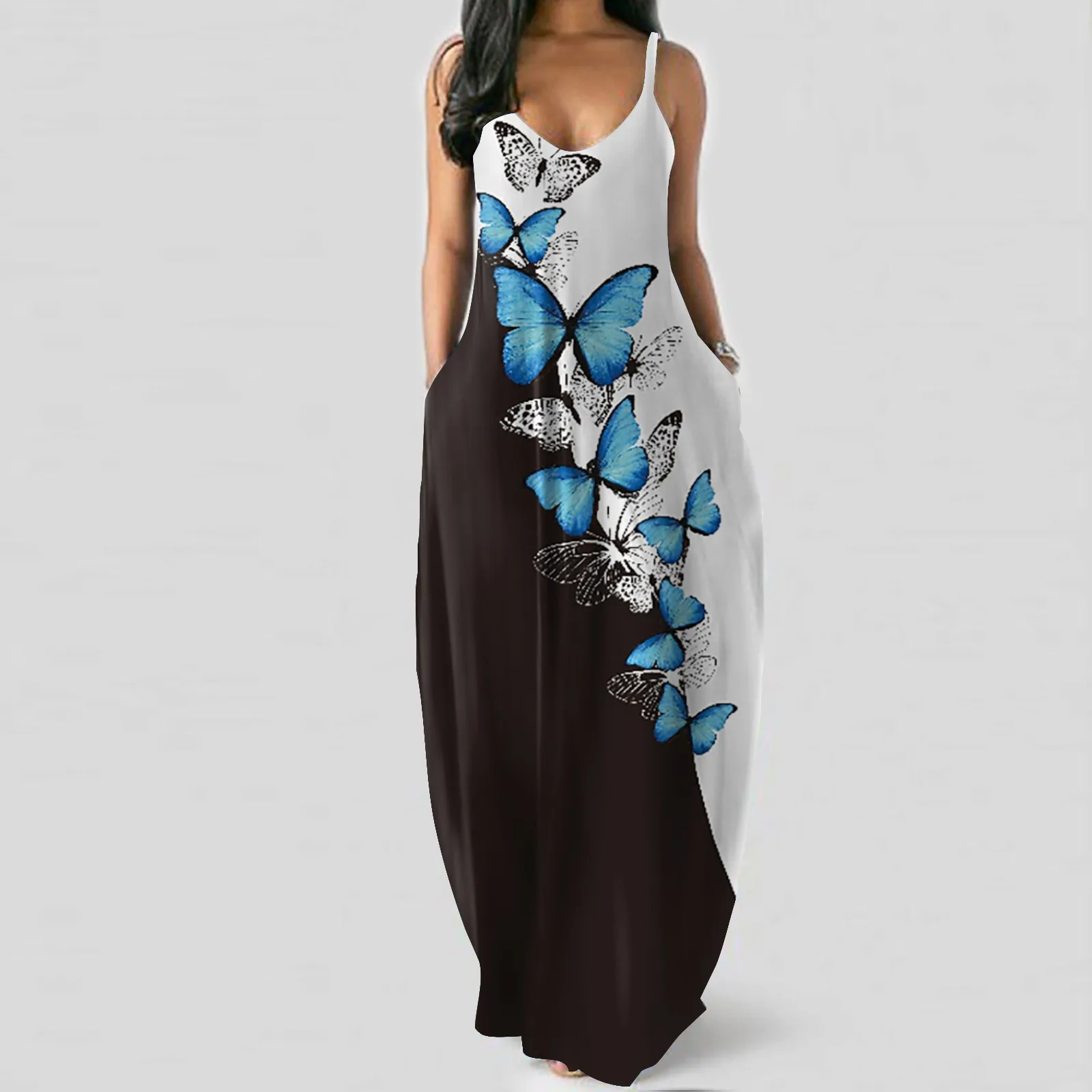 Women's Summer Long Dress Loose Sexy Spaghetti Straps Sleeveless Pockets Butterfly Print Maxi Dress Casual Beach Dresses
Women's Summer Long Dress Loose Sexy Spaghetti Straps Sleeveless Pockets Butterfly Print Maxi Dress Casual Beach Dresses