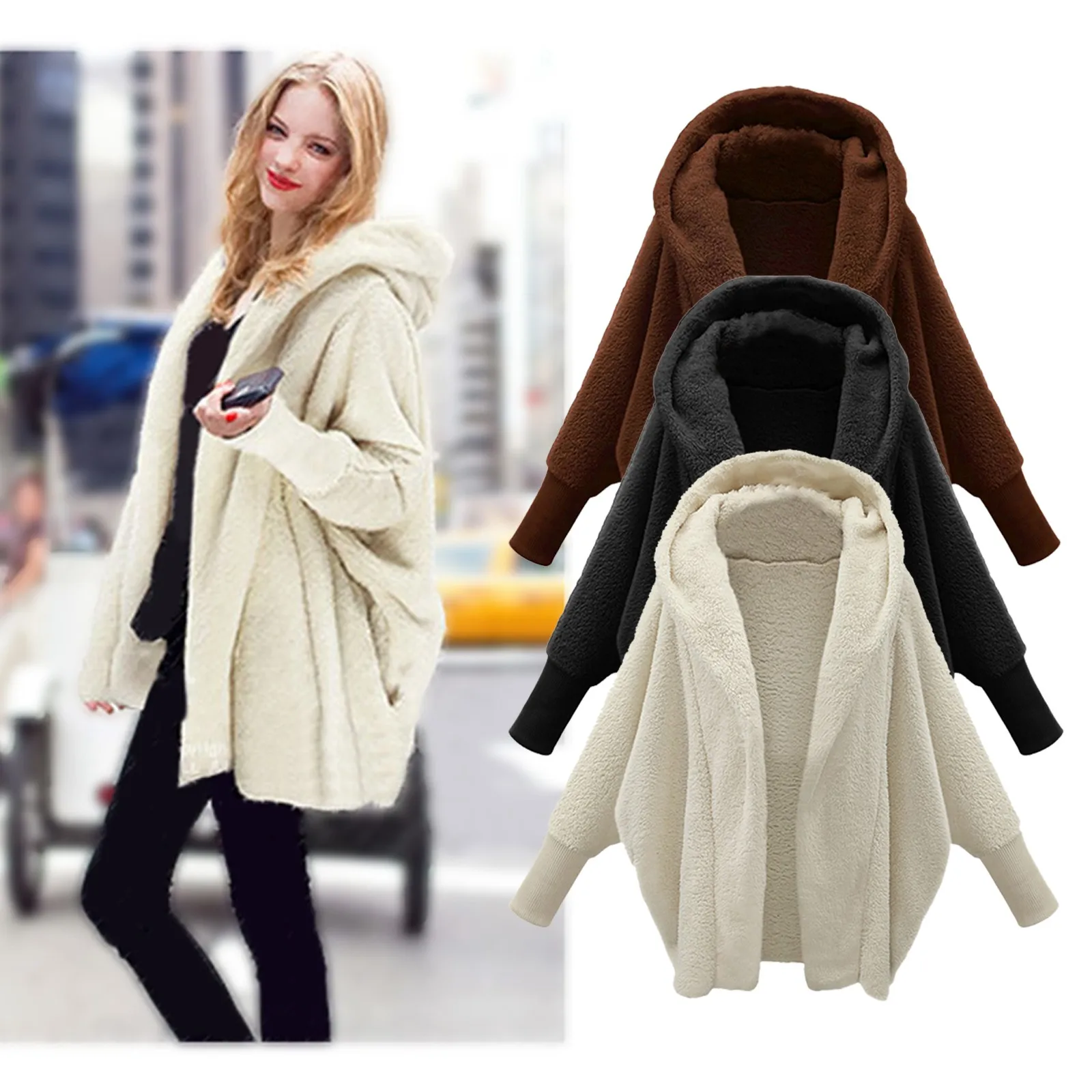 Women'S Solid Cardigan Sweaters Open Front Long Sweater Fleece Hoodie Coat
Women'S Solid Cardigan Sweaters Open Front Long Sweater Fleece Hoodie Coat