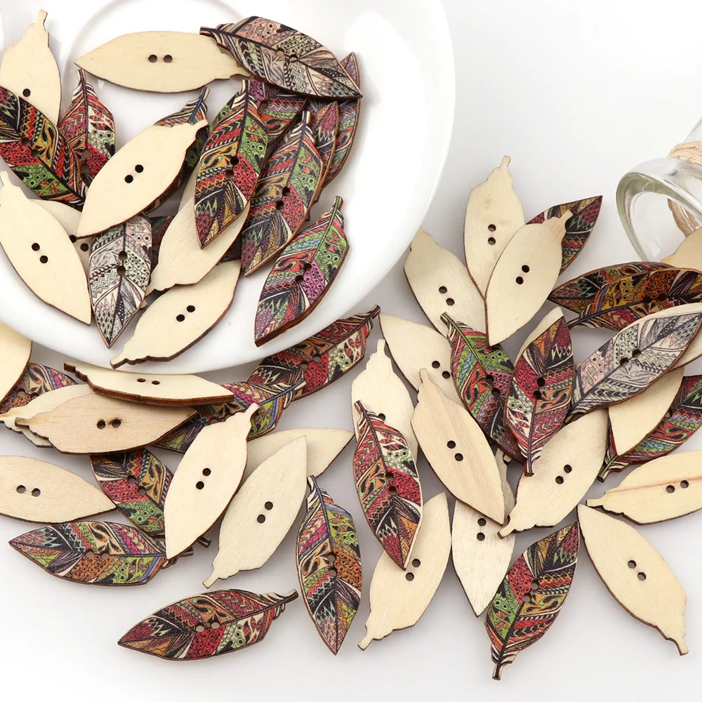 50PC Fashion Leaves High Quality Painting 2 Holes DIY Random Wooden Buttons Sewing Scrapbooking Accessories 15x42m 
50PC Fashion Leaves High Quality Painting 2 Holes DIY Random Wooden Buttons Sewing Scrapbooking Accessories 15x42m