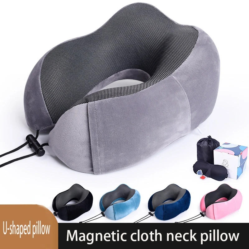 

Магнитная тканевая U-образная подушка для шеи из пены с эффектом памяти, мягкая дорожная подушка для шейного отдела позвоночника, Постельное Белье для сна и здоровья