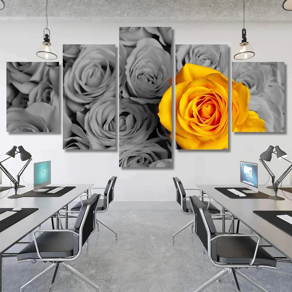 5 Pieces Wall Art Canvas Painting Gray Yellow Flower Poster Modern Home Living Room Bedroom Modular Picture Decoration Framework 
5 Pieces Wall Art Canvas Painting Gray Yellow Flower Poster Modern Home Living Room Bedroom Modular Picture Decoration Framework