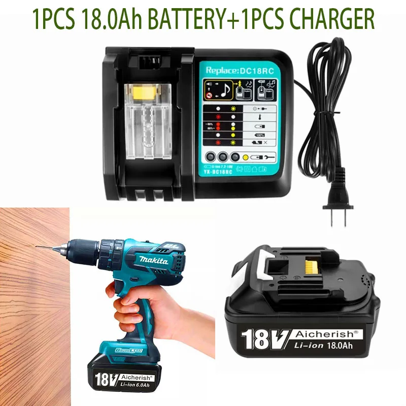 WIth Charger BL1860B Rechargeable Batteries 18V 18000mAh Lithium Ion Makita 18 V Battery 6Ah For BL1840 BL1850 BL1830 BL1860
WIth Charger BL1860B Rechargeable Batteries 18V 18000mAh Lithium Ion Makita 18 V Battery 6Ah For BL1840 BL1850 BL1830 BL1860