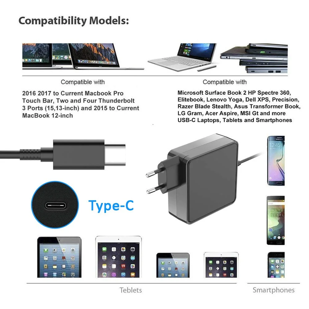 Зарядное устройство USB Type C 65 Вт 20 в 3 25 А|Адаптеры для ноутбуков| |