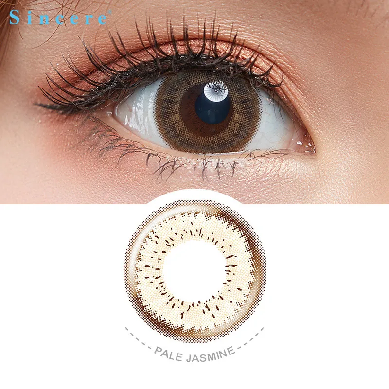 

Sincere vision Brand 1pcs/box Pale Jasmine 14MM Monthly contact lenses Degree 3 Tone Series Colored Contact Lenses for eyes
