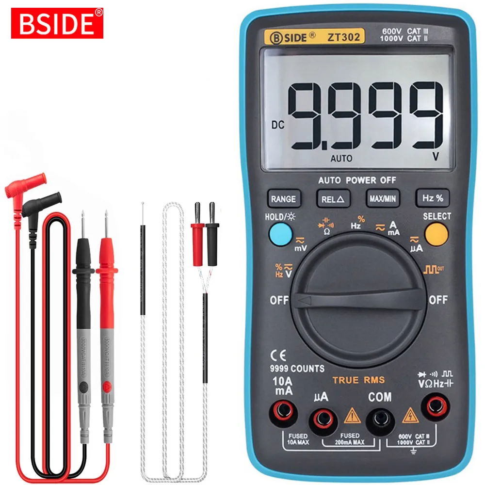 

BSIDE Professional Digital Multimeter ZT301 ZT302 True-RMS DC/DA Voltmeter Digital Current Voltage Ohm Hz Temp Tester Ammeter