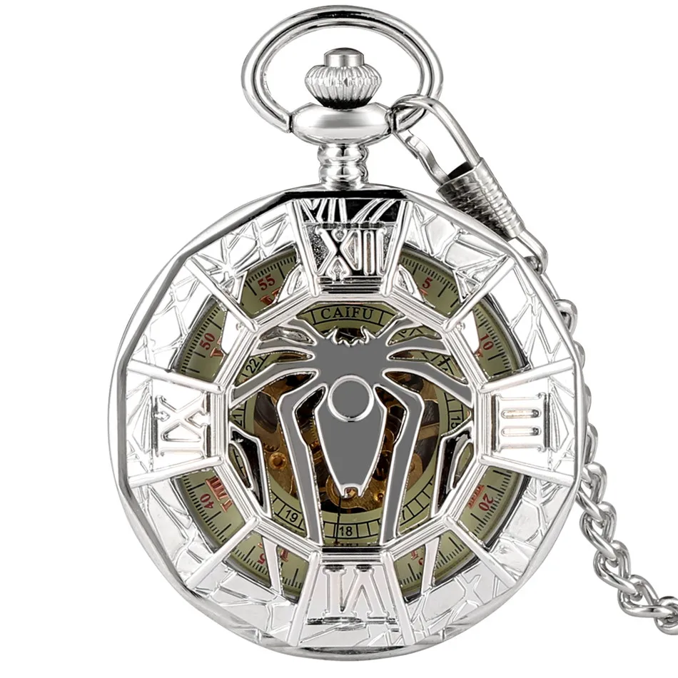 Exquisite Hollow Spider Manual Mechanical Pocket Watch Silver Vintage Pendant Pocket Clock Accessory Watches Gifts Male
Exquisite Hollow Spider Manual Mechanical Pocket Watch Silver Vintage Pendant Pocket Clock Accessory Watches Gifts Male