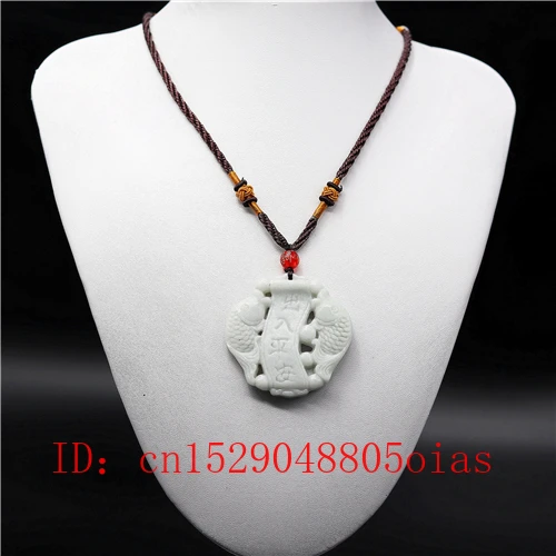 

Natural White Chinese Jade Pisces Pendant Necklace Charm Jewelry Double-sided Carved Amulet Fashion Accessories Gifts for Her