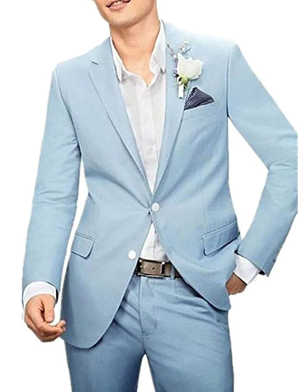 Light Blue Men Suits 2 Pieces Formal Slim Fit Lapel Wedding Suits Two Buttons Tuxedos Groomsmen ( Blazer+Pant)
Light Blue Men Suits 2 Pieces Formal Slim Fit Lapel Wedding Suits Two Buttons Tuxedos Groomsmen ( Blazer+Pant)