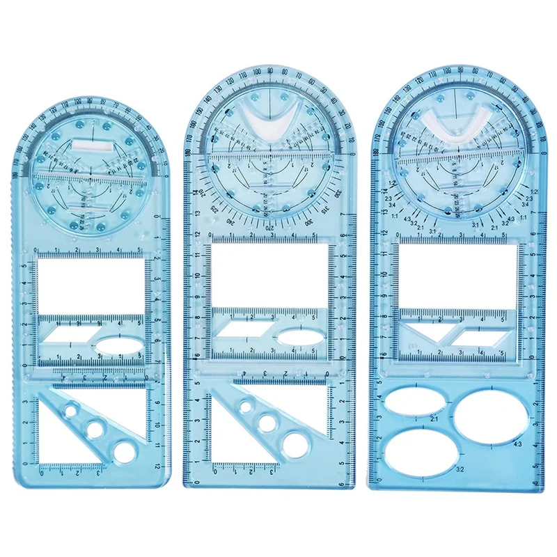 3 Sizes Multifunctional Geometric Ruler Plastic Drawing Ruler Measuring Templates Ruler for School Office Supplies
3 Sizes Multifunctional Geometric Ruler Plastic Drawing Ruler Measuring Templates Ruler for School Office Supplies