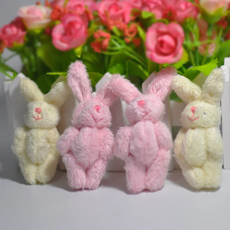 

5Pcs Mini Soft Joint Rabbit Pendant Plush Stuffed Bunny Key Chain Bouquet Toys For Children 6CM Doll DIY Ornaments Activity Gift