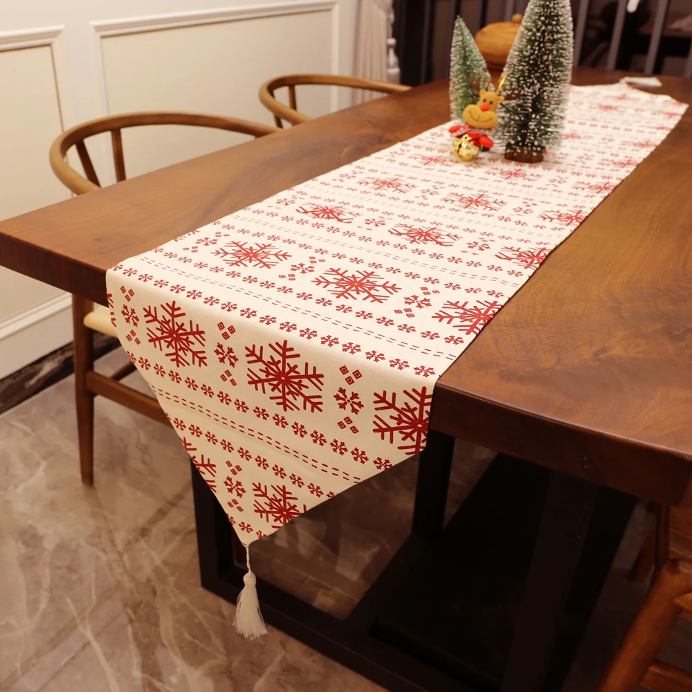 Christmas Table Runner Snowflakes Tasseled Printed Table Cloth Decorative Delicate Wedding Party Events Xmas Party Home Decor
Christmas Table Runner Snowflakes Tasseled Printed Table Cloth Decorative Delicate Wedding Party Events Xmas Party Home Decor