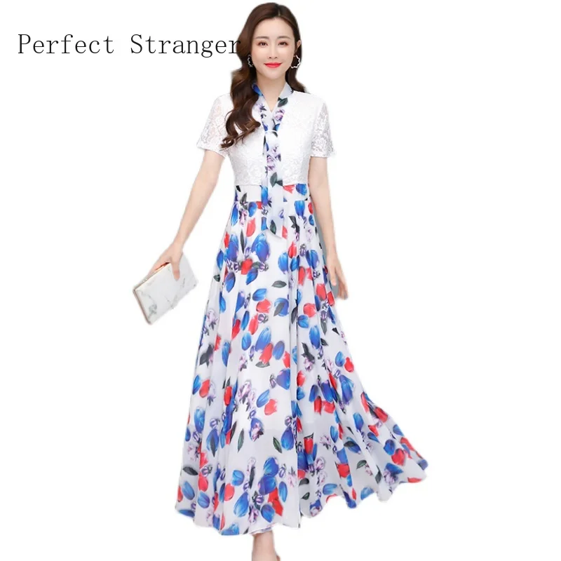 2021 Summer New Arrival Hot Sale V Collar Lace Short Sleeve Flower Printed Women Long Lace Chiffon Dress
2021 Summer New Arrival Hot Sale V Collar Lace Short Sleeve Flower Printed Women Long Lace Chiffon Dress